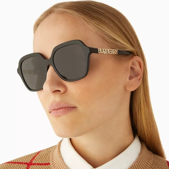 Burberry BE4389 Joni 300187  Sunglasses Black Dark Grey Square Women - Picture 4 of 12